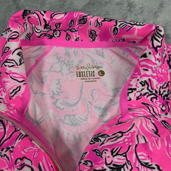 Lilly Pulitzer Jacket Large Purrposefully Pink Serena Luxletic UPF 50+ Stretch - Picture 2 of 9